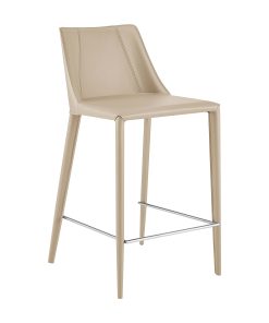 Eurostyle Kalle Faux Leather Counter Height Stool With Back, Light Gray 2