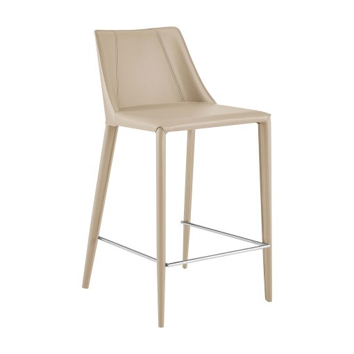 Eurostyle Kalle Faux Leather Counter Height Stool With Back, Light Gray - Image 2