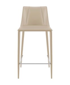 Eurostyle Kalle Faux Leather Counter Height Stool With Back, Light Gray