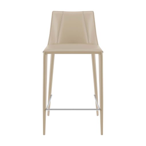 Eurostyle Kalle Faux Leather Counter Height Stool With Back, Light Gray