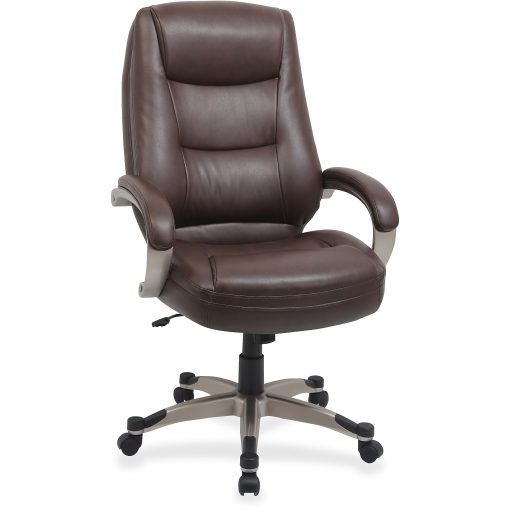 Lorell® Westlake Ergonomic Bonded Leather High-Back Chair, Saddle/Champagne - Image 2