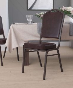 Flash Furniture HERCULES Series Crown Back Stacking Banquet Chair, Brown/Copper Vein 2