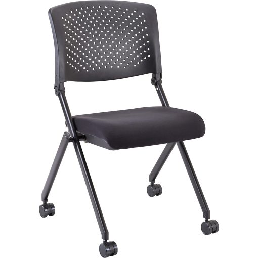 Lorell® Nesting Plastic-Back Chairs, Black, Set Of 2 Chairs - Image 2