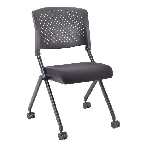 Lorell® Nesting Plastic-Back Chairs, Black, Set Of 2 Chairs