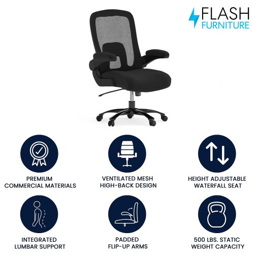 Flash Furniture Hercules Fabric High-Back Big And Tall Ergonomic Office Chair, Black - Image 2