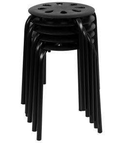 Flash Furniture Plastic 17-1/2″ Nesting Stack Stools, Black, Set Of 5 Stools 2
