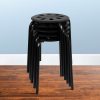 Flash Furniture Plastic 17-1/2" Nesting Stack Stools, Black, Set Of 5 Stools