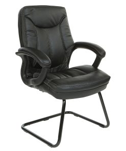 Office Star™ Work Smart Faux Leather Executive Visitor Chair, Black 2