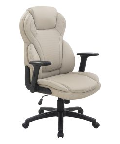 Office Star™ Ergonomic Leather High-Back Executive Office Chair, Flip, Taupe 2