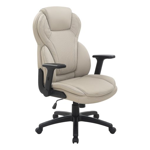 Office Star™ Ergonomic Leather High-Back Executive Office Chair, Flip, Taupe
