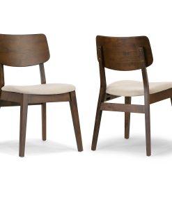 Glamour Home Astin Upholstered Fabric Dining Accent Chairs, Beige/Dark Brown, Set Of 2 Chairs 2