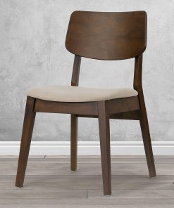 Glamour Home Astin Upholstered Fabric Dining Accent Chairs, Beige/Dark Brown, Set Of 2 Chairs