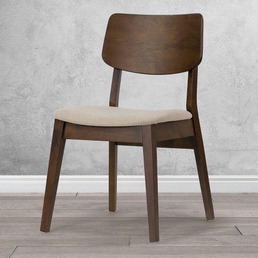 Glamour Home Astin Upholstered Fabric Dining Accent Chairs, Beige/Dark Brown, Set Of 2 Chairs