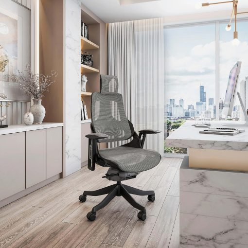 Techni Mobili Ergonomic Mesh High-Back Executive Office Chair, Gray, RTA1818CGRY - Image 2