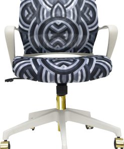 Raynor® Elizabeth Sutton Gramercy Fabric Mid-Back Task Chair, Greyscale Echo/White/Gold 2