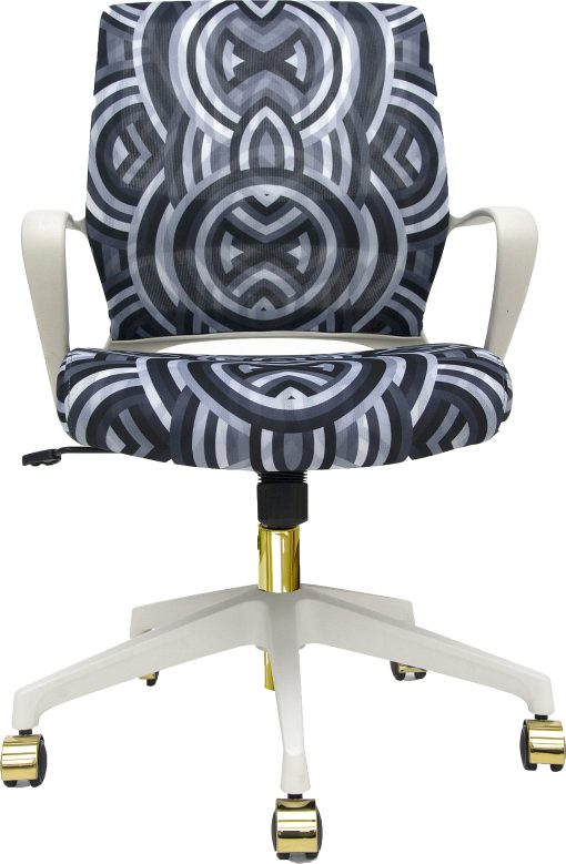 Raynor® Elizabeth Sutton Gramercy Fabric Mid-Back Task Chair, Greyscale Echo/White/Gold - Image 2