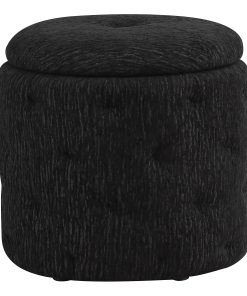 Office Star Erindale Round Storage Ottoman, 18”H x 18-1/2”W x 18-1/2”D, Onyx 2