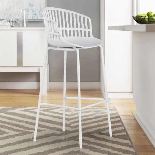 Glamour Home Basil Plastic Barstools With Back, White, Set Of 2 Barstools - Image 2