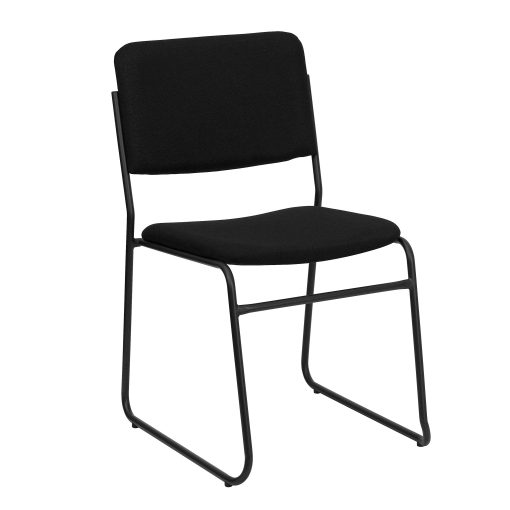 Flash Furniture HERCULES Series High-Density Stacking Chair With Sled Base, Fabric Upholstery, Black - Image 2