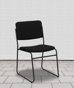 Flash Furniture HERCULES Series High-Density Stacking Chair With Sled Base, Fabric Upholstery, Black