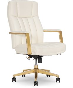 Thomasville Lyndale Ergonomic Faux Leather Mid-Back Office Chair, Cream