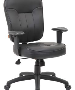 Boss Office Products Bonded Leather Mid-Back Task Chair, Black