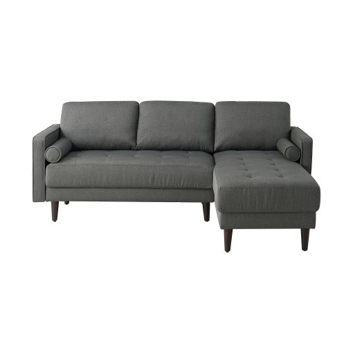 Lifestyle Solutions Lillian Polyester Sectional Sofa, 33-1/2”H x 83-1/8”W x 60-5/8”D, Gray