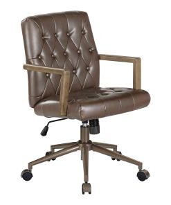 Office Star Waltham Faux Leather High-Back Executive Office Chair, Chocolate