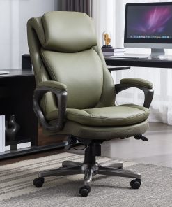 Serta Smart Layers Arlington Air Ergonomic Bonded Leather High-Back Executive Office Chair, Olive