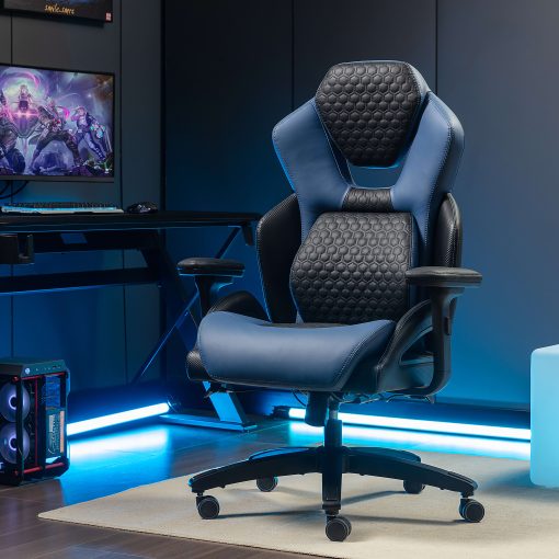 Shaquille O’Neal™ Sciron Big & Tall Ergonomic High-Back Vegan Leather Executive Gaming Office Chair, Black/Blue