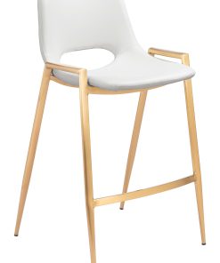 Zuo Desi Counter-Height Stools, White/Gold, Set Of 2 Stools