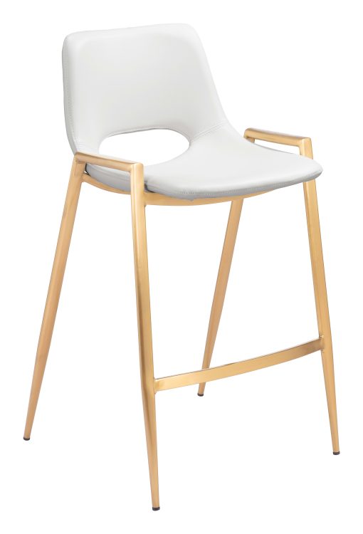 Zuo Desi Counter-Height Stools, White/Gold, Set Of 2 Stools