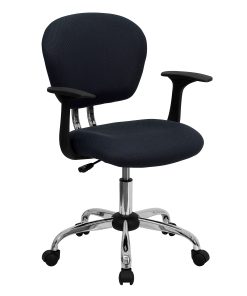 Flash Furniture Mesh Mid-Back Swivel Task Chair With Arms, Gray/Silver
