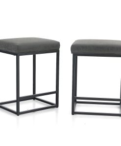 ALPHA HOME Faux Leather Counter-Height Stools, Gray, Set Of 2 Stools 2