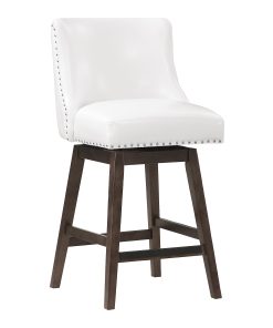 Office Star Granville Faux Leather Swivel Counter Stool, White