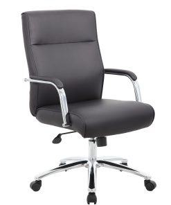 Boss Office Products Modern Executive Conference Ergonomic Chair, Caressoft™ Vinyl, Black/Chrome 2