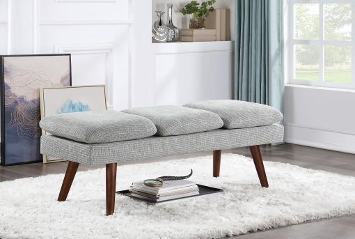 Office Star Amanda Mid-Century Modern Wood Bench, 19-3/4”H x 54”W x 18-1/4”D, Gray - Image 2
