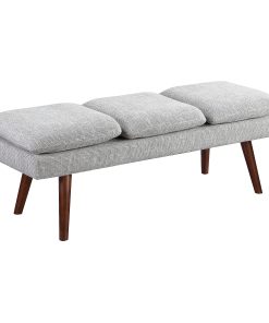 Office Star Amanda Mid-Century Modern Wood Bench, 19-3/4”H x 54”W x 18-1/4”D, Gray