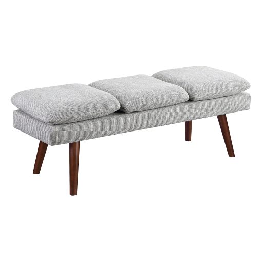 Office Star Amanda Mid-Century Modern Wood Bench, 19-3/4”H x 54”W x 18-1/4”D, Gray