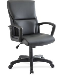Lorell® European Ergonomic Bonded Leather Mid-Back Executive Chair, Black