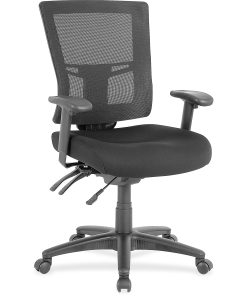 Lorell® Multifunction Mid-Back Chair, Mesh/Fabric, Black