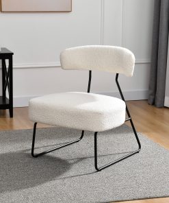 Glamour Home Bell Boucle Fabric Accent Chairs, White/Black, Set Of 2 Chairs