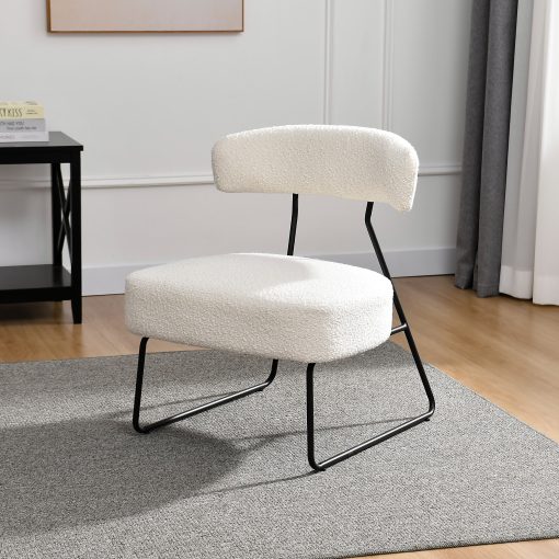 Glamour Home Bell Boucle Fabric Accent Chairs, White/Black, Set Of 2 Chairs