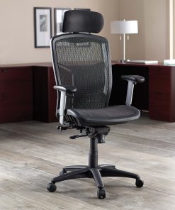 Lorell® Ergomesh High-Back Chair With Adjustable Headrest, Black 2