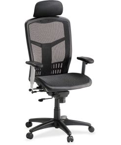 Lorell® Ergomesh High-Back Chair With Adjustable Headrest, Black