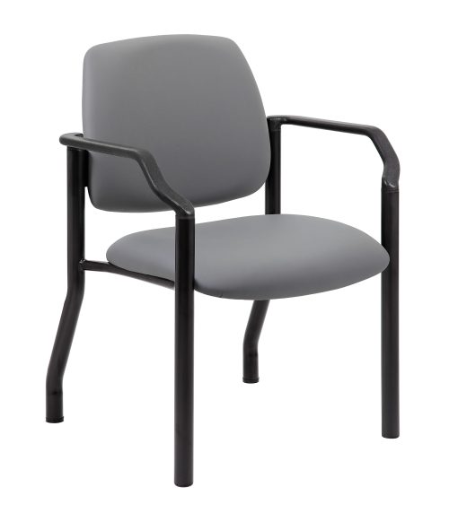 Boss Office Products Antimicrobial Vinyl Mid-Back Guest Chair, Gray - Image 2
