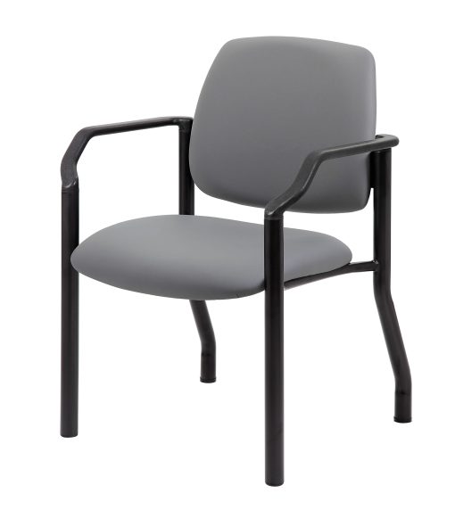 Boss Office Products Antimicrobial Vinyl Mid-Back Guest Chair, Gray