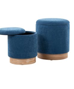 LumiSource Marla Nesting Ottomans, Blue/Natural, Set Of 2 Ottomans 2