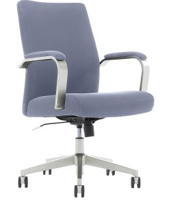 Serta® SitTrue™ Devara Faux Leather Mid-Back Manager Chair, Light Blue