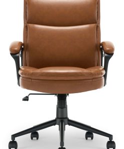 Click365 Transform 2.0 Ergonomic Bonded Leather Mid-Back Office Chair, Cognac/Black 2